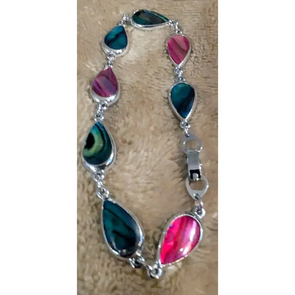 VTG Abalone Sterling Silver Plated S-80 Bracelet Box Clasp 8